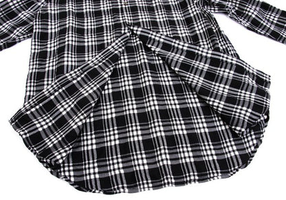 Y's Wool Rayon Check Long Sleeve Shirt Off-Black Size L