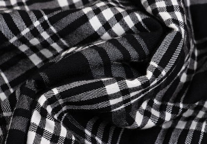 Y's Wool Rayon Check Long Sleeve Shirt Off-Black Size L