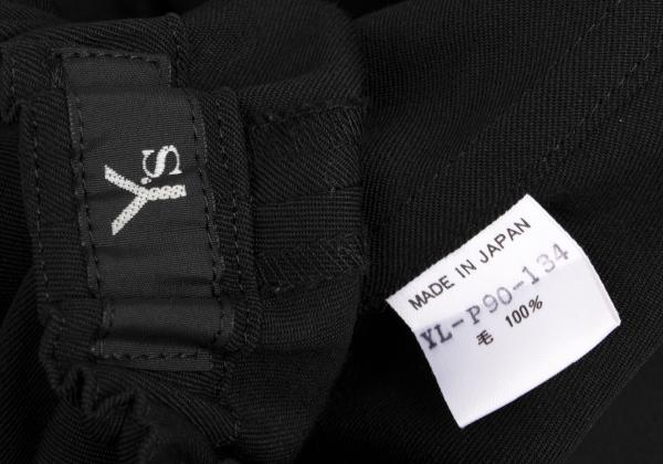 Y's Wool Gabardine Hem Button Tapered Pants Black Size M
