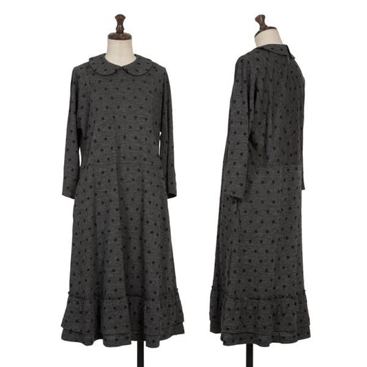 COMME des GARCONS Wool Blend Dot Dolman Dress Gray Size S