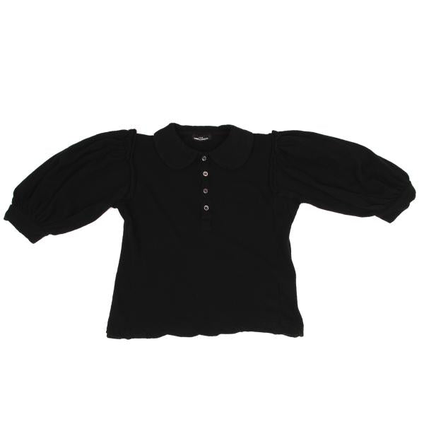 COMME des GARCONS Dyed Wool Knit Round Collar Black Polo Size M