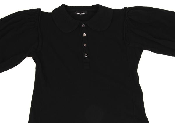 COMME des GARCONS Dyed Wool Knit Round Collar Black Polo Size M