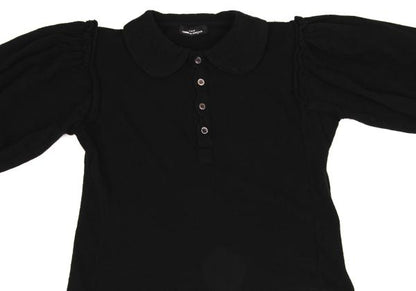 COMME des GARCONS Dyed Wool Knit Round Collar Black Polo Size M
