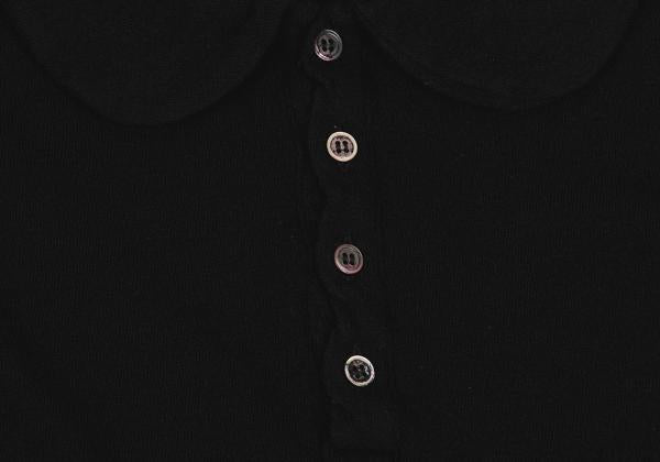 COMME des GARCONS Dyed Wool Knit Round Collar Black Polo Size M