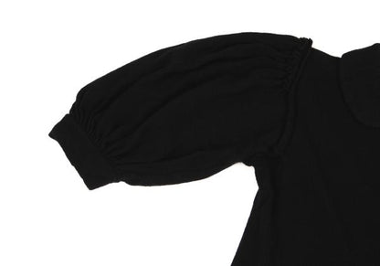 COMME des GARCONS Dyed Wool Knit Round Collar Black Polo Size M