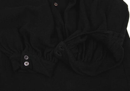 COMME des GARCONS Dyed Wool Knit Round Collar Black Polo Size M