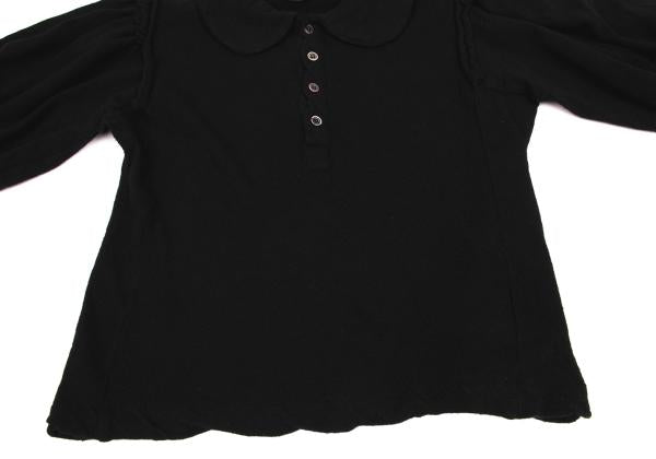 COMME des GARCONS Dyed Wool Knit Round Collar Black Polo Size M