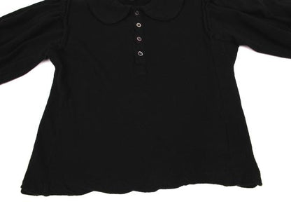 COMME des GARCONS Dyed Wool Knit Round Collar Black Polo Size M