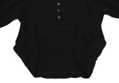 COMME des GARCONS Dyed Wool Knit Round Collar Black Polo Size M
