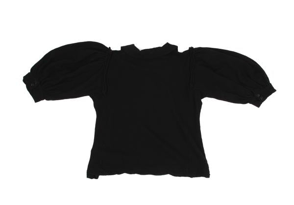 COMME des GARCONS Dyed Wool Knit Round Collar Black Polo Size M