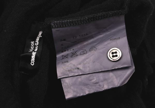 COMME des GARCONS Dyed Wool Knit Round Collar Black Polo Size M