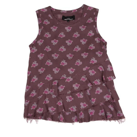 tricot COMME des GARCONS Rose Print Raw Edge Tank Top Size S
