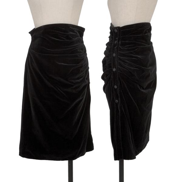 FOXEY Velour Side Gather Skirt Black Size 40