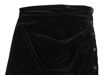 FOXEY Velour Side Gather Skirt Black Size 40