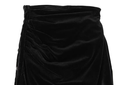 FOXEY Velour Side Gather Skirt Black Size 40