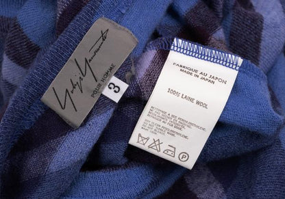 Yohji Yamamoto POUR HOMME Blue Multi Checker Knit Size 3