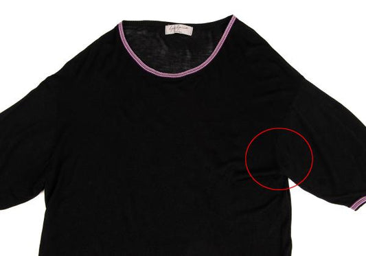Yohji Yamamoto POUR HOMME Silk Paneled Knit Black Size 3