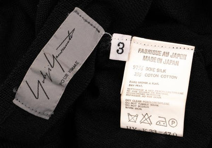 Yohji Yamamoto POUR HOMME Silk Paneled Knit Black Size 3