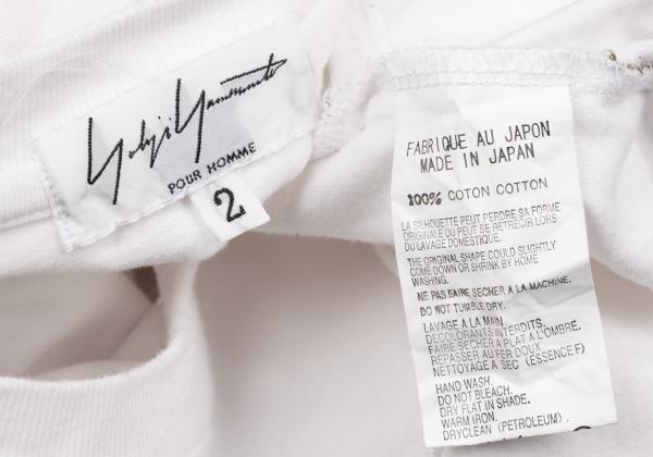 Yohji Yamamoto POUR HOMME Cotton Side T-Shirt White Size 2