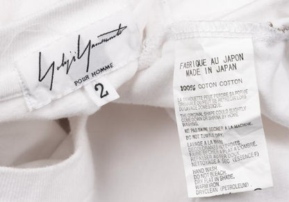 Yohji Yamamoto POUR HOMME Cotton Side T-Shirt White Size 2