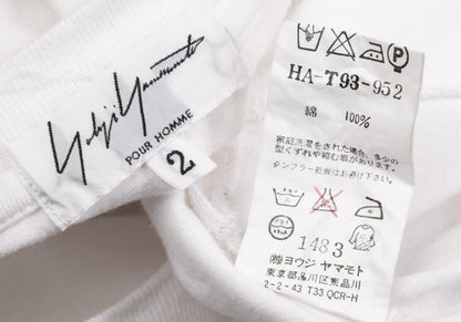 Yohji Yamamoto POUR HOMME Cotton Side T-Shirt White Size 2