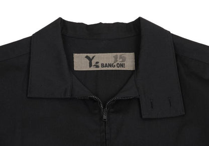 Y's BANG ON Cotton Zip-Up Stand Collar Shirt Black Size 2