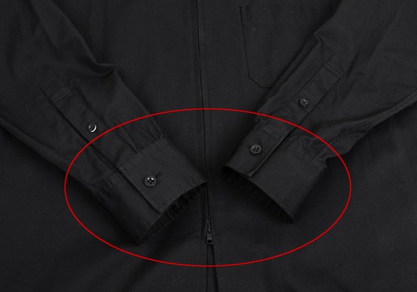 Y's BANG ON Cotton Zip-Up Stand Collar Shirt Black Size 2