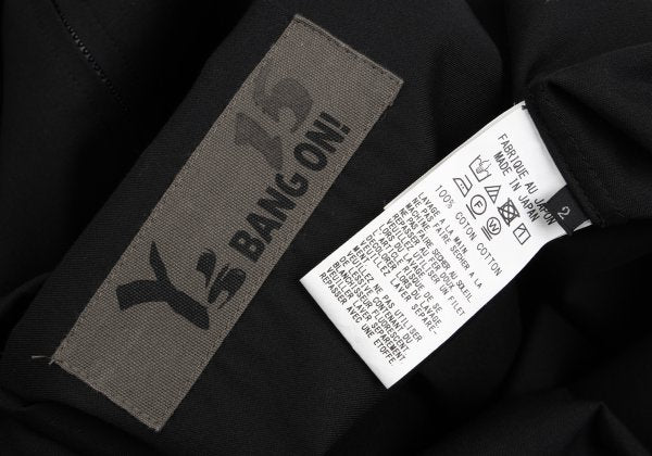 Y's BANG ON Cotton Zip-Up Stand Collar Shirt Black Size 2