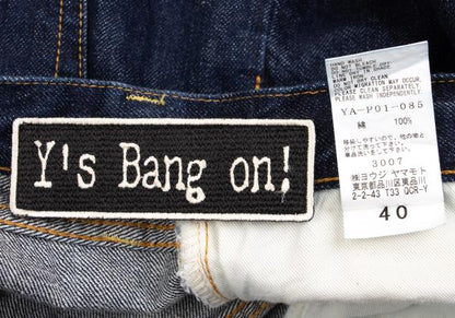 Y's BANG ON Patch Straight Denim Jeans Indigo Size 7