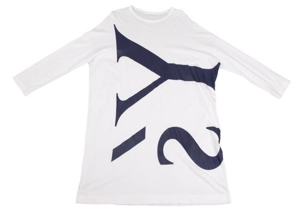 Y's Cotton Logo Print Tunic White Blouse Size 2