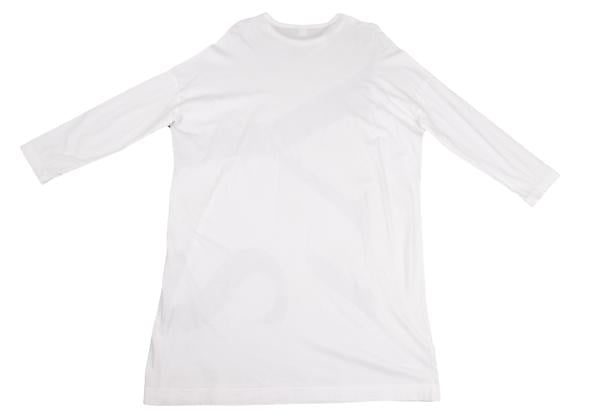 Y's Cotton Logo Print Tunic White Blouse Size 2