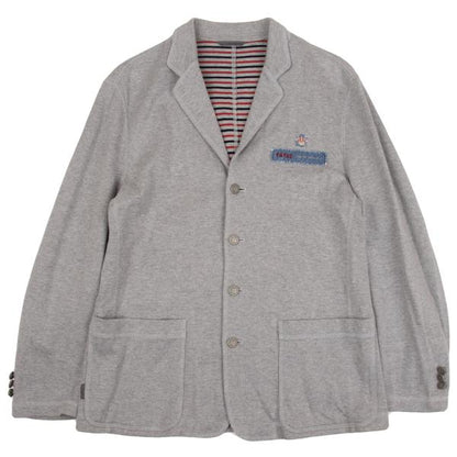 Papas Gray Stretch Cotton Denim Patch Jacket Size 46S