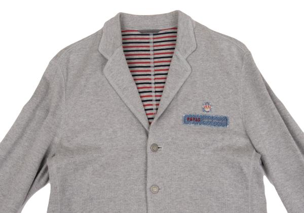 Papas Gray Stretch Cotton Denim Patch Jacket Size 46S