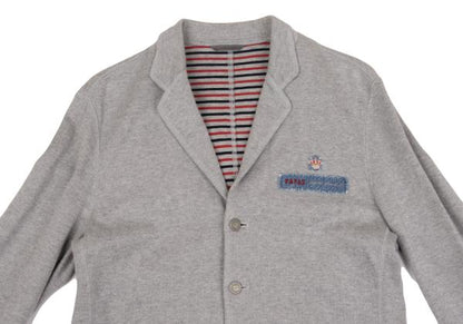Papas Gray Stretch Cotton Denim Patch Jacket Size 46S