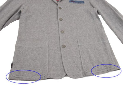 Papas Gray Stretch Cotton Denim Patch Jacket Size 46S