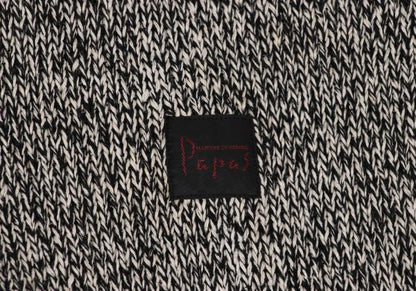 Papas White/Black Cotton Silk Blend Zip Knit Jacket Size 50L