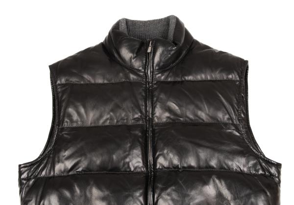 Papas Black Lamb Leather Padded Vest Size 52