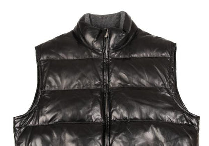 Papas Black Lamb Leather Padded Vest Size 52
