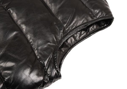 Papas Black Lamb Leather Padded Vest Size 52