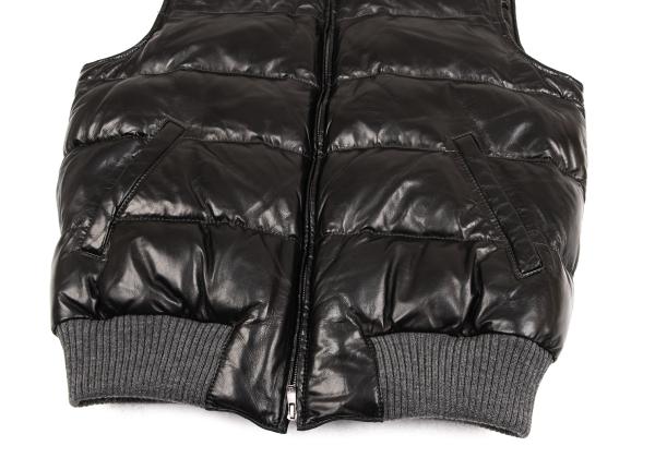 Papas Black Lamb Leather Padded Vest Size 52