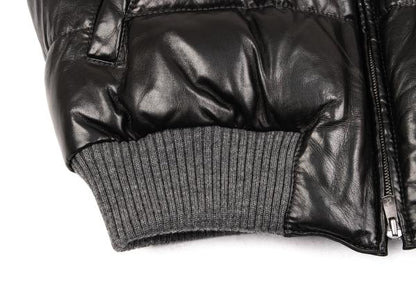 Papas Black Lamb Leather Padded Vest Size 52