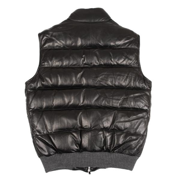 Papas Black Lamb Leather Padded Vest Size 52