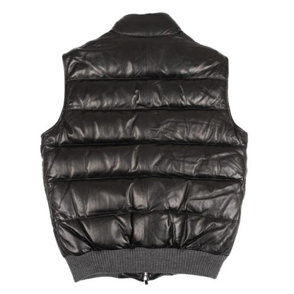 Papas Black Lamb Leather Padded Vest Size 52
