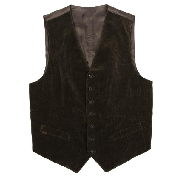 Papas Cashmere Blend Corduroy Panel Vest Khaki Size 48M