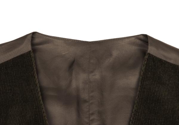 Papas Cashmere Blend Corduroy Panel Vest Khaki Size 48M