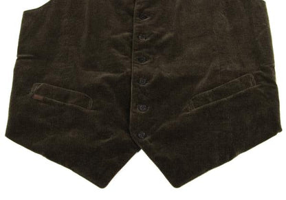 Papas Cashmere Blend Corduroy Panel Vest Khaki Size 48M