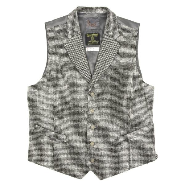 Papas Gray Harris Tweed Metal Button Vest Size 48M