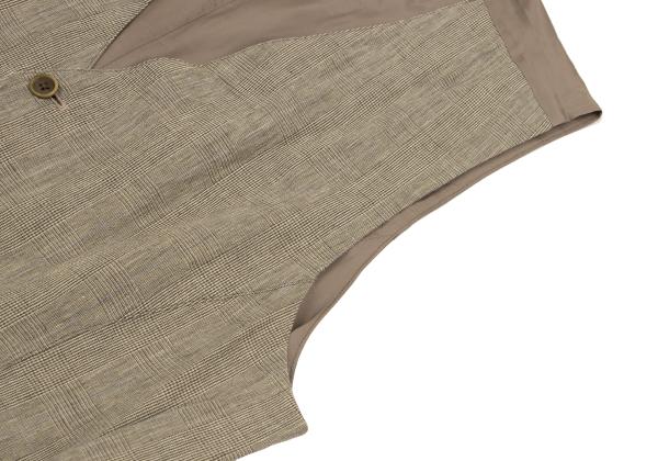 Papas Linen Cotton Glen Plaid Panel Vest Mocha Size 50L