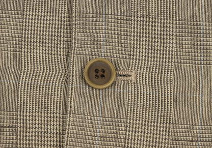 Papas Linen Cotton Glen Plaid Panel Vest Mocha Size 50L