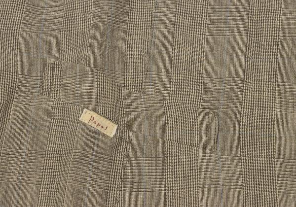 Papas Linen Cotton Glen Plaid Panel Vest Mocha Size 50L